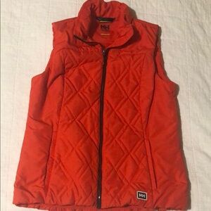 Helly Hansen Orange Quilted Vest with High Collar and Fitted Silhouette